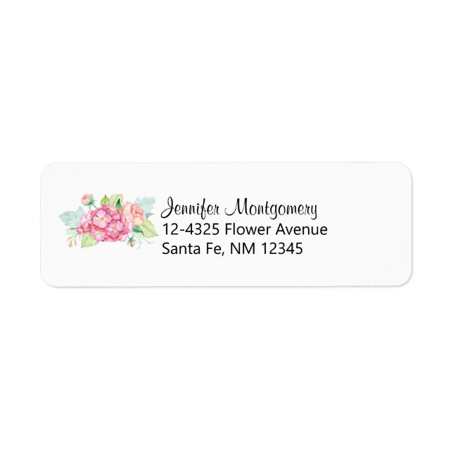 Elegant Pink Watercolor Flower Bouquet Label (Front)