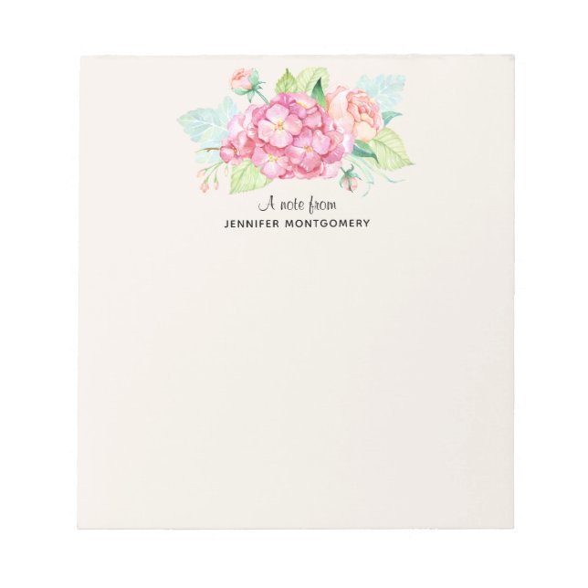 Elegant Pink Watercolor Flower Bouquet Notepad (Front)