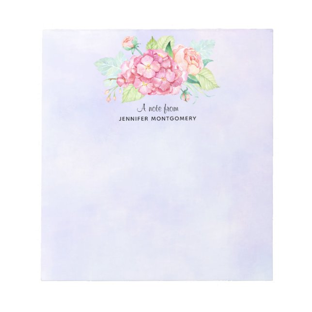 Elegant Pink Watercolor Flower Bouquet Notepad (Front)