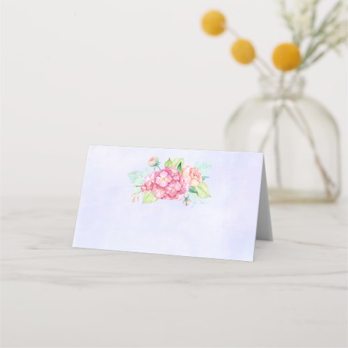 Elegant Pink Watercolor Flower Bouquet Place Card