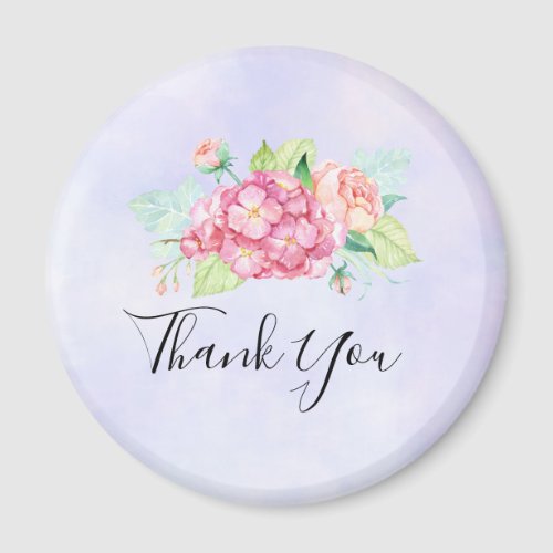 Elegant Pink Watercolor Flower Bouquet Thank You Magnet