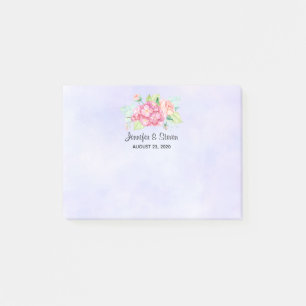 Elegant Pink Watercolor Flower Bouquet Wedding Post-it Notes