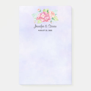 Elegant Pink Watercolor Flower Bouquet Wedding Post-it Notes