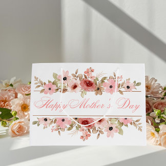 Elegant Pink Watercolor Flower Gift Bag