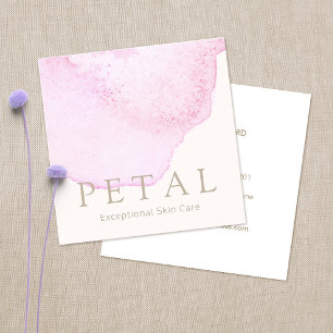 Elegant Pink Watercolor Flower Petal Skin Care Spa Square Business Card