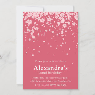 Elegant Pink Watercolor Flowers 82nd birthday Invitation