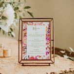 Elegant Pink Watercolor Flowers Custom Wedding Menu<br><div class="desc">Elegant 5x7 Modern Pink and Gold Watercolor Floral Simple Custom Wedding Menu with White Background</div>