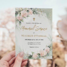 Elegant Pink Watercolor Flowers Memorial Service