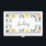 Elegant Pink Watercolor Flowers With Name Business Card Case<br><div class="desc">With the beautiful peach and cream watercolor flowers and your name is a calligraphic script,  this business card holder will sure to be an eye catcher whenever anyone sees you open it up.</div>