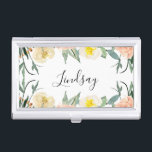 Elegant Pink Watercolor Flowers With Name Business Card Case<br><div class="desc">With the beautiful peach and cream watercolor flowers and your name is a calligraphic script,  this business card holder will sure to be an eye catcher whenever anyone sees you open it up.</div>