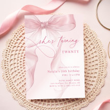 Elegant Pink Watercolor Girls 20th Birthday Party