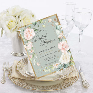 Elegant Pink Watercolor Gold Bridal Shower Postcard