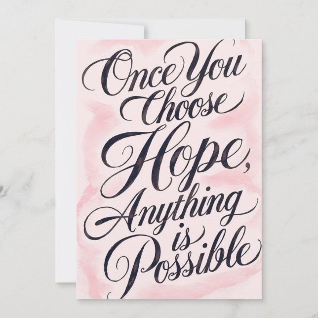 Elegant Pink Watercolor Hope & Possibility Inspira Invitation (Front)