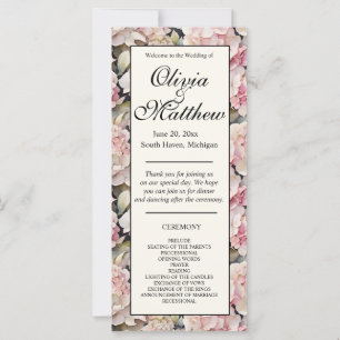 Elegant pink watercolor hydrangeas Wedding program