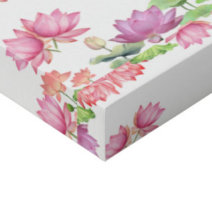 Elegant Pink Watercolor Lotus Floral Tapestry Faux Canvas Print