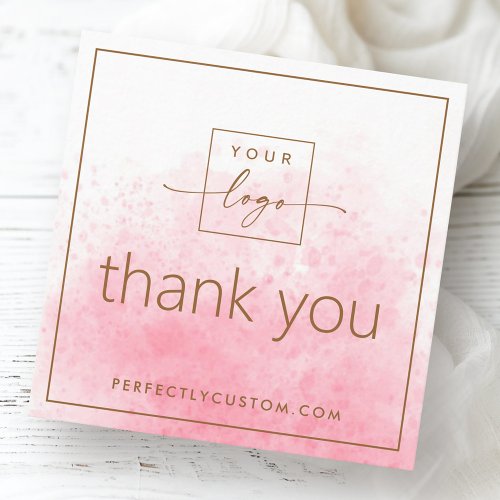 Elegant pink watercolor mini thank you insert card