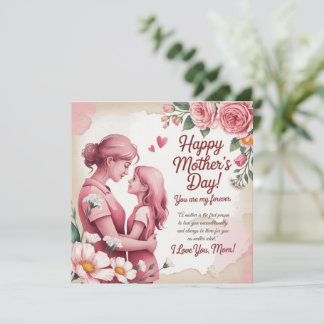 Elegant Pink Watercolor Mother’s Day Card 