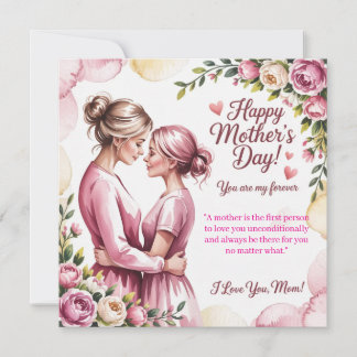 Elegant Pink Watercolor Mother’s Day Card 