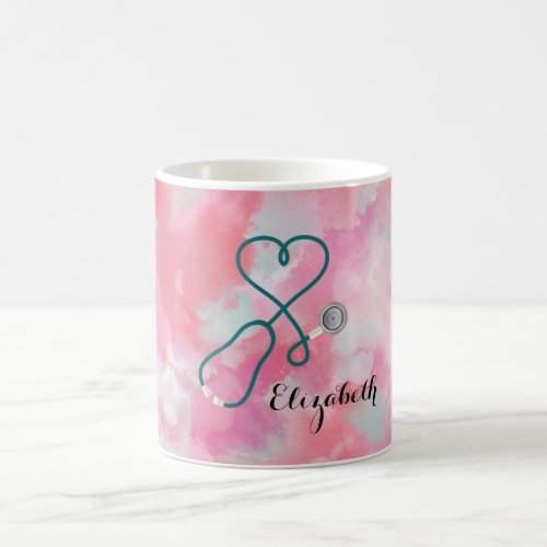 Elegant Pink Watercolor Nurse Doctor Coffee Mug