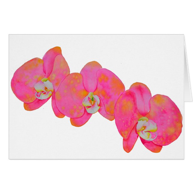 Elegant Pink watercolor orchids Cards (Front Horizontal)