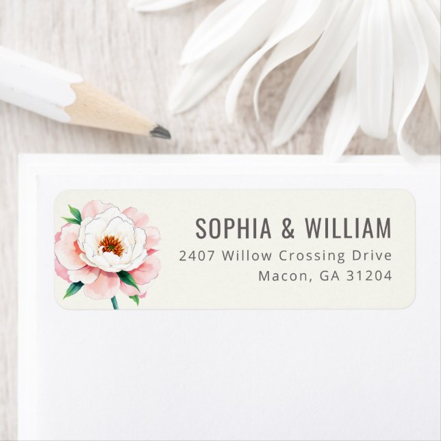 Elegant Pink Watercolor Peony Label (Insitu)