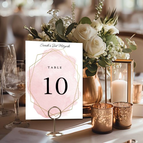 Elegant Pink Watercolor Personalized Bat Mitzvah