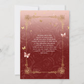 Elegant Pink Watercolor Rose Gold Quinceanera Invitation (Back)