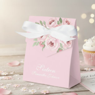 Elegant Pink Watercolor Rose Sweet Sixteen Favor Boxes