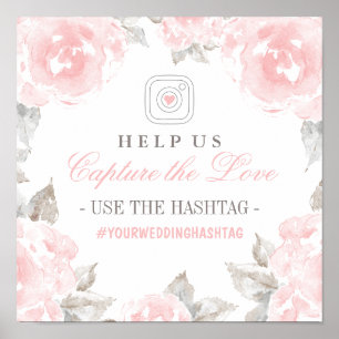 Elegant Pink Watercolor Roses Capture the Love Poster