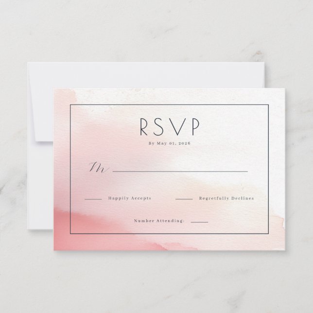 Elegant Pink Watercolor RSVP Card (Front)