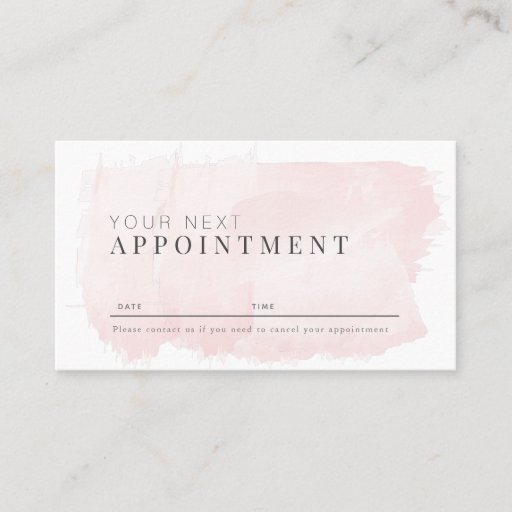 Customizable Elegant Pink Watercolor Salon Appointment Card