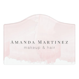 Elegant Pink Watercolor Salon Door Sign