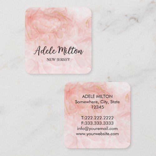 Elegant Pink Watercolor  Square Business Card