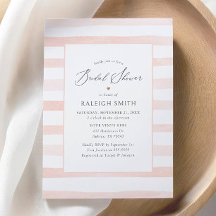 Elegant Pink Watercolor Stripes Bridal Shower Invitation