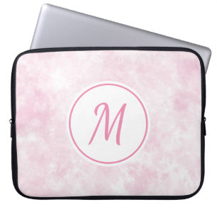 Elegant Pink Watercolor Stylish Monogram Custom Laptop Sleeve