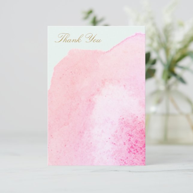 Elegant Pink  Watercolor Thank You Card (Standing Front)
