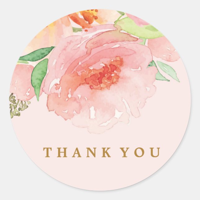ELEGANT PINK WATERCOLOR WEDDING sticker seals (Front)