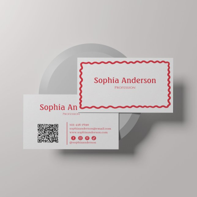 Elegant Pink Wavy Border for Women | Professional  Business Card (Creator Uploaded)