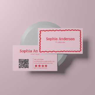 Elegant Pink Wavy Border for Women | Professional  Business Card