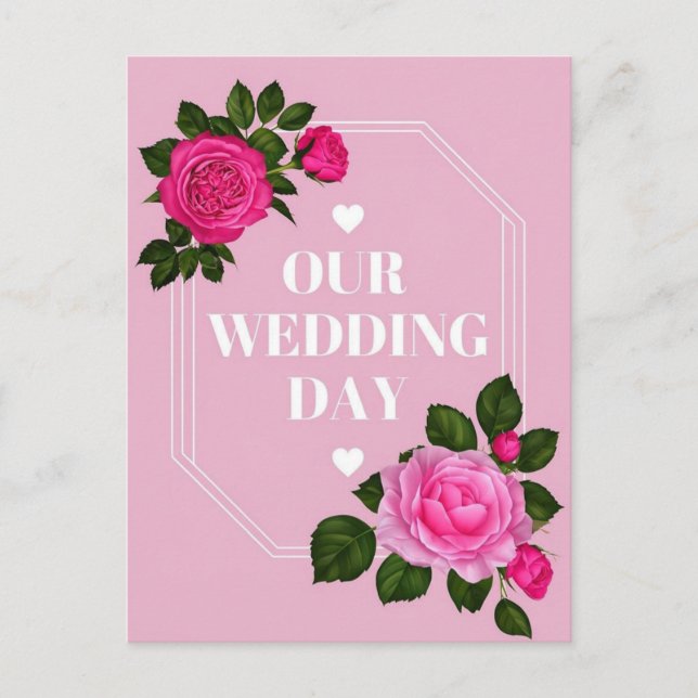 Elegant Pink Wedding Day Invitation Card Design (Front)