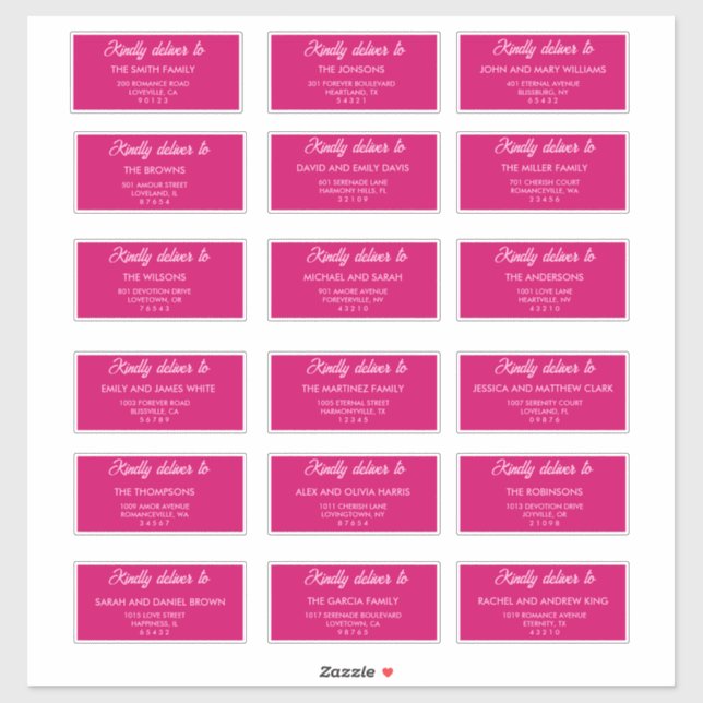 Elegant Pink Wedding Guest Address Labels (Sheet)