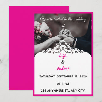 Elegant Pink Wedding Invitation 