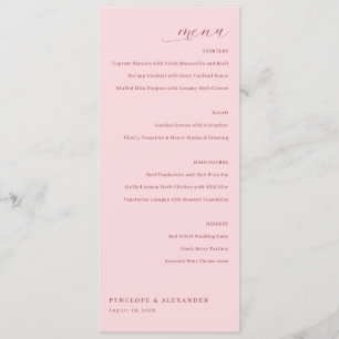 Elegant Pink Wedding Menu