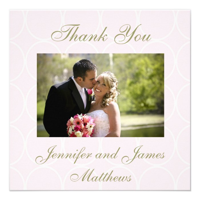 Elegant Pink Wedding Photo Thank You Cards Invite