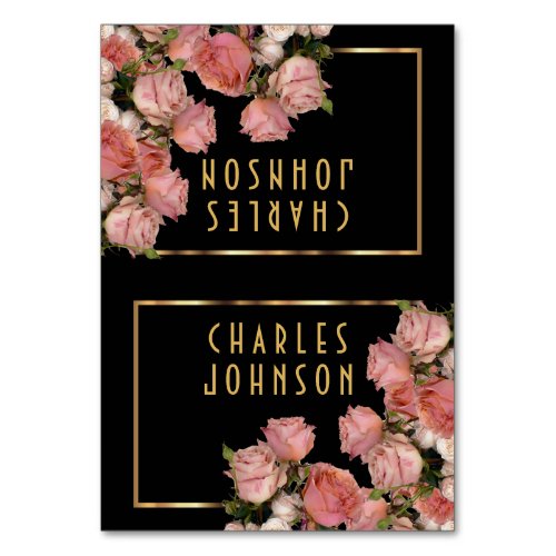 Elegant Pink Wedding Roses _ Place Cards