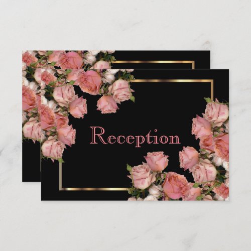 Elegant Pink Wedding Roses  _ Reception Invitation