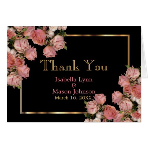 Elegant Pink Wedding Roses  _ Thank You