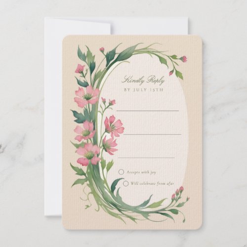 Elegant Pink Wedding RSVP Invitation Card