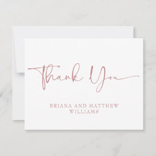 Elegant Pink Wedding Thank You Card