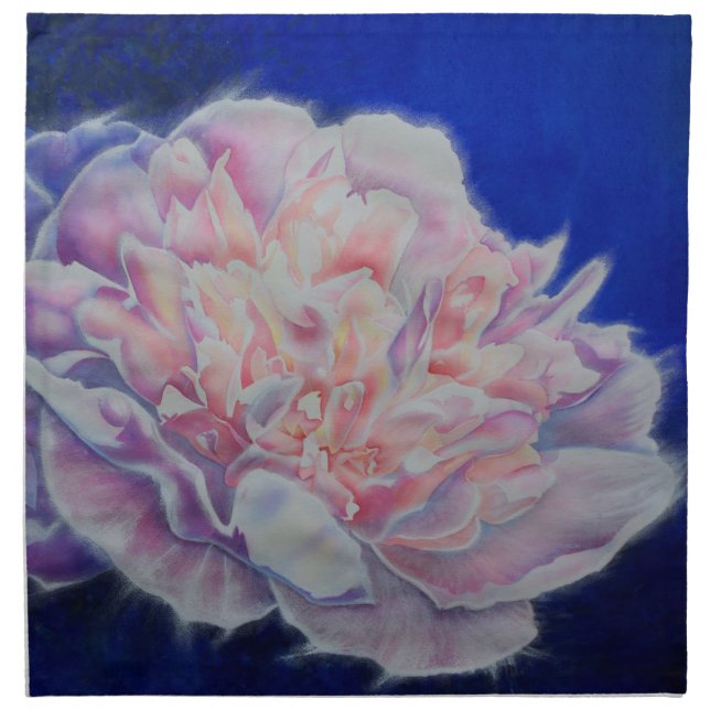 Elegant pink white blue pastel watercolor floral  napkin (Front)